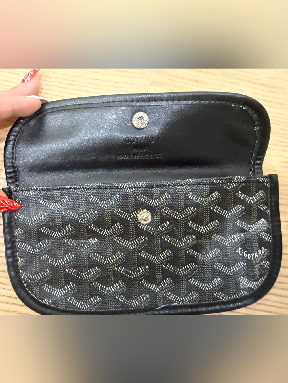 Goyard Classic Pouchette Black Chevron Wristlet - Picture 10 of 11
